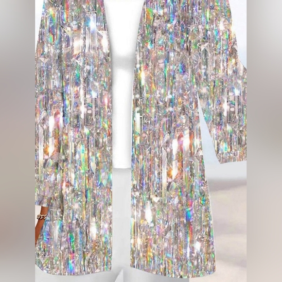 ZOLUCKY abstract diamond print multicolor casual long sleeve kimono cardigan XL - Picture 4 of 8